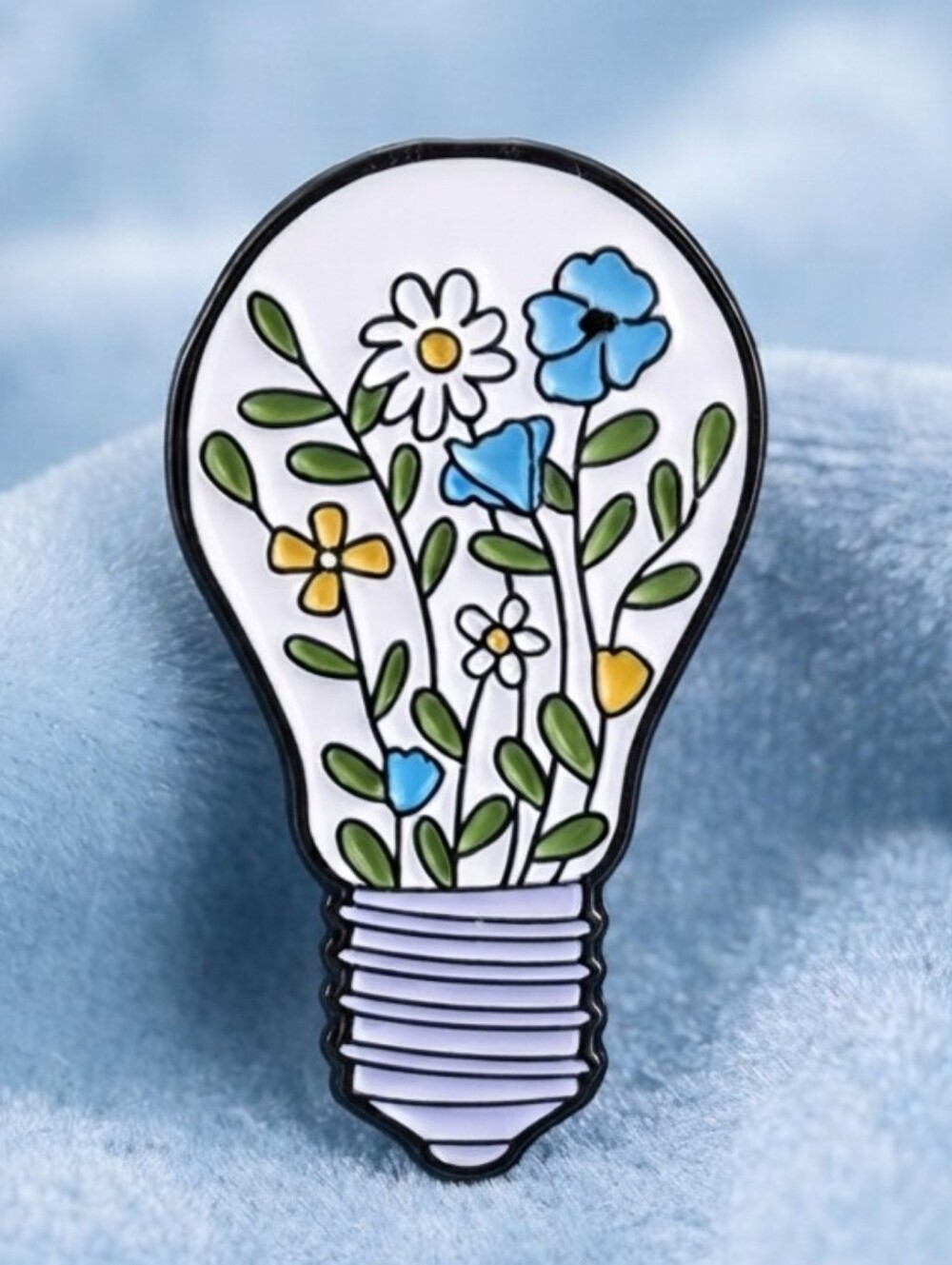 Whimsical Floral Spring Lightbulb Enamel Pin, Aesthetic Botanical Wildflower